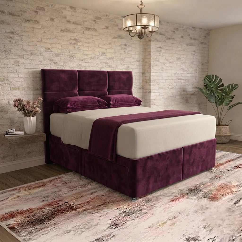 Delta Divan Bed - Purple Plush Velvet