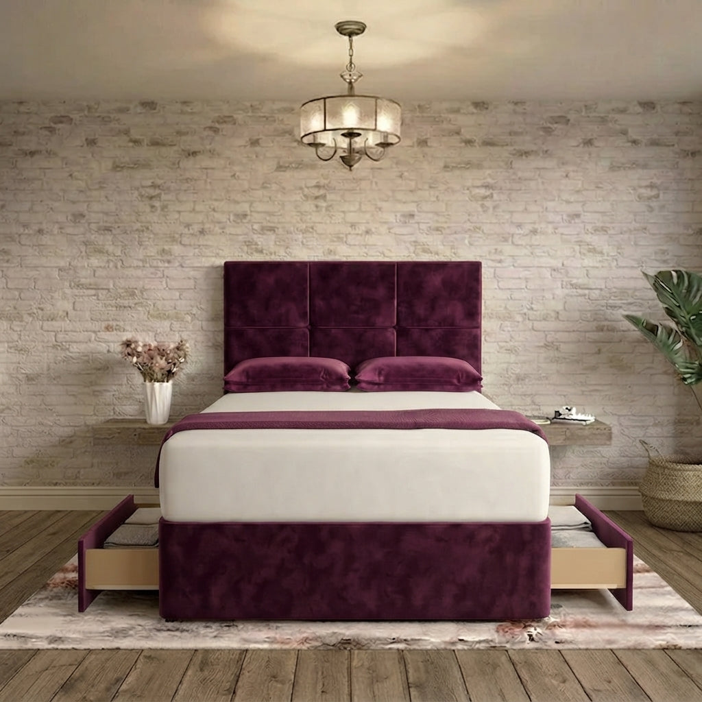 Delta Divan Bed - Purple Plush Velvet