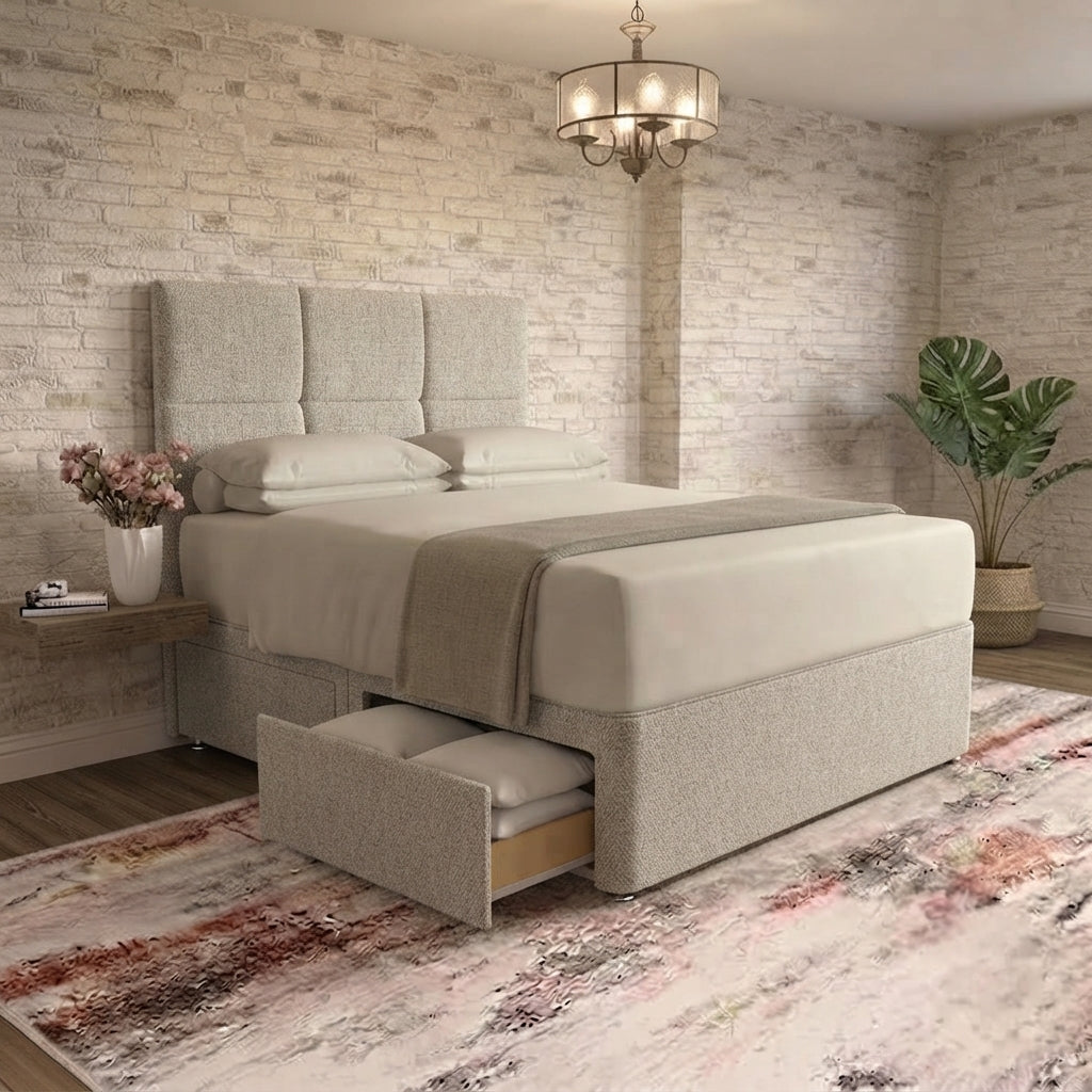 Delta Divan Bed - Silver Plush Velvet