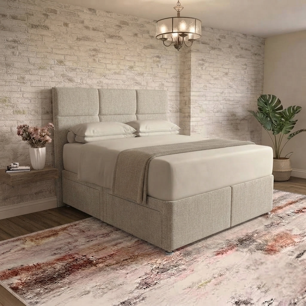 Delta Divan Bed - Silver Plush Velvet