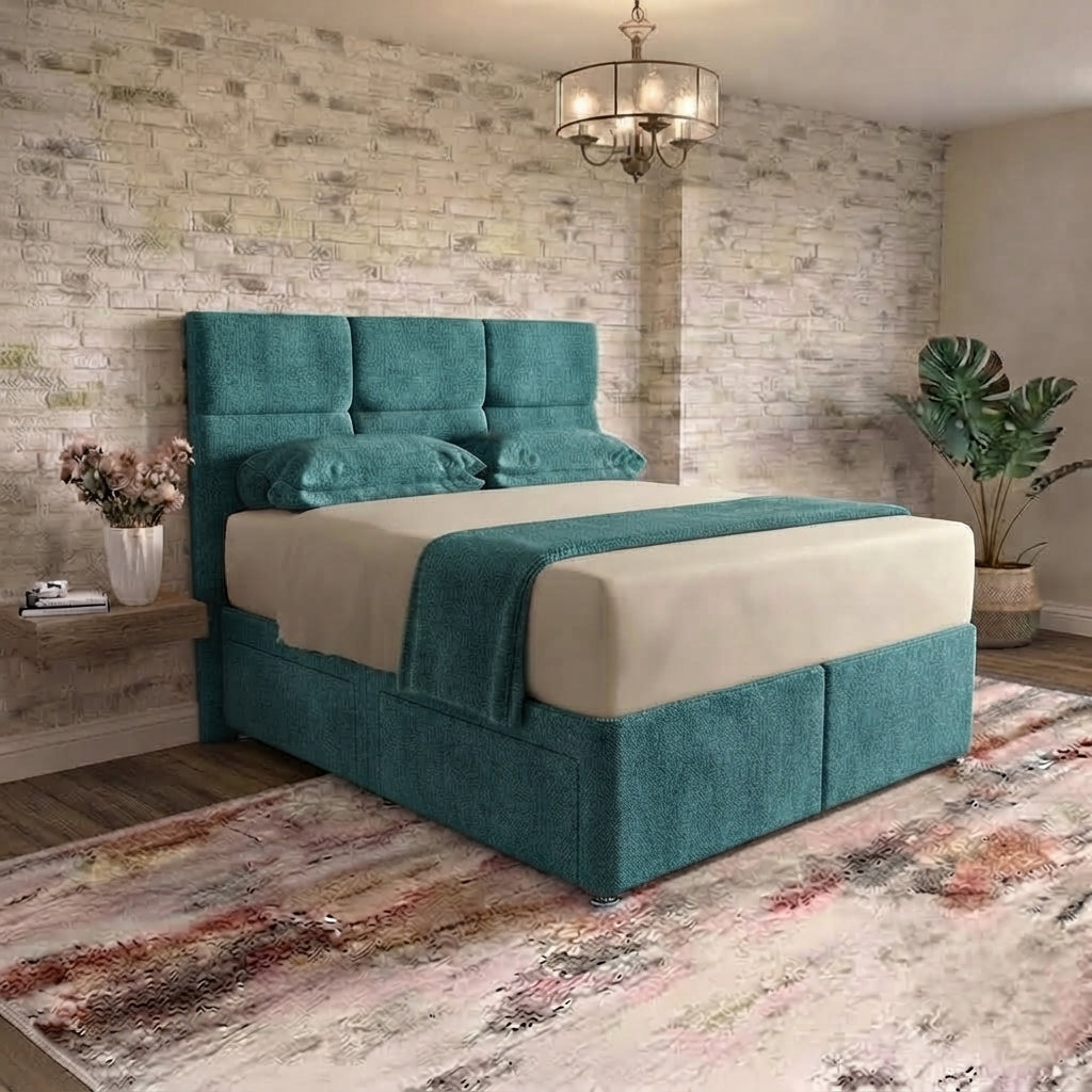 Delta Divan Bed - Teal Linen