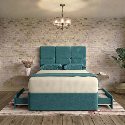 Delta Divan Bed - Teal Linen