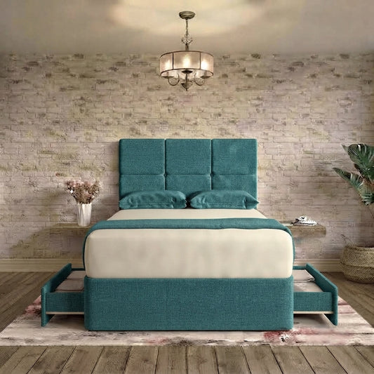 Delta Divan Bed - Teal Linen