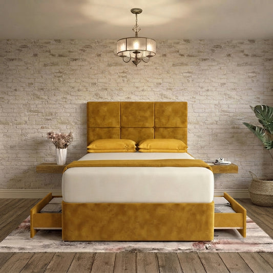 Delta Divan Bed - Tumeric Plush Velvet