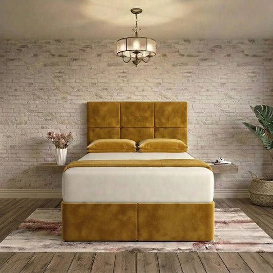 Delta Divan Bed - Tumeric Plush Velvet