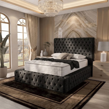 Diplomat Upholstered Ottoman Bed - Black Chenille