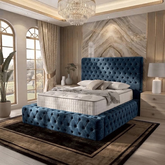 Diplomat Upholstered Ottoman Bed - Blue Naples