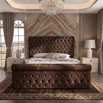 Diplomat Upholstered Ottoman Bed - Brown Chenille