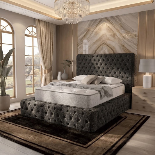 Diplomat Upholstered Ottoman Bed - Charcoal Linen