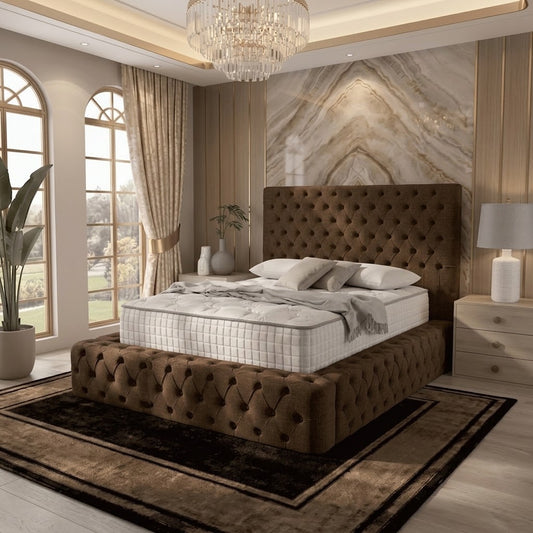 Diplomat Upholstered Ottoman Bed - Chocolate Plush Velvet