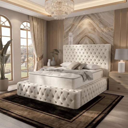 Diplomat Upholstered Ottoman Bed - Cream Naples