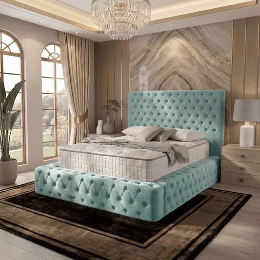 Diplomat Upholstered Ottoman Bed - Duck Egg Plush Velvet