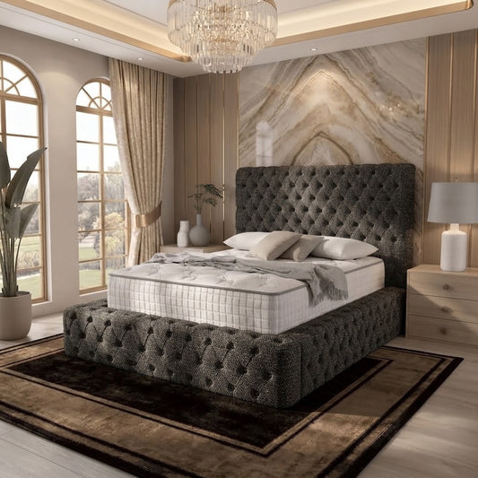 Diplomat Upholstered Ottoman Bed - Graphite Linen
