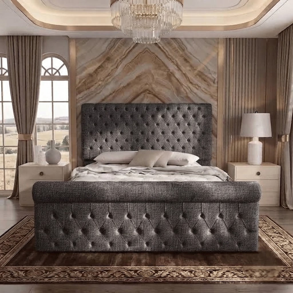 Diplomat Upholstered Ottoman Bed - Graphite Linen