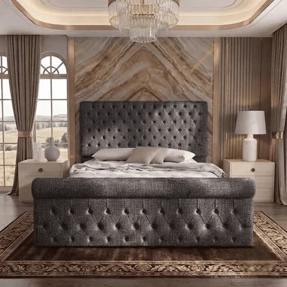 Diplomat Upholstered Ottoman Bed - Graphite Linen