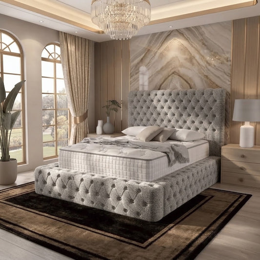 Diplomat Upholstered Ottoman Bed - Grey Chenille