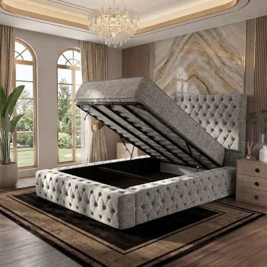 Diplomat Upholstered Ottoman Bed - Grey Chenille