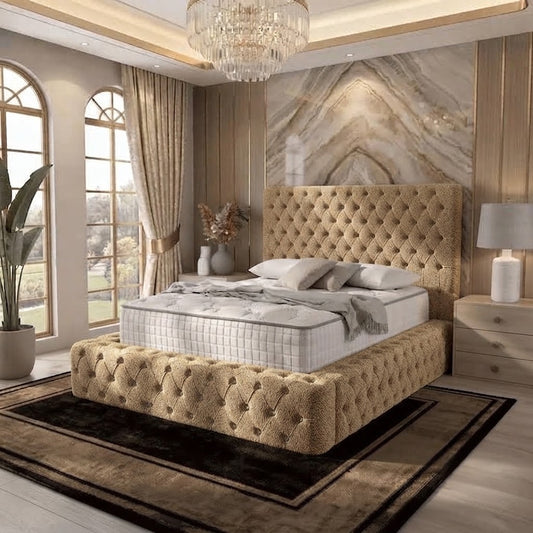 Diplomat Upholstered Ottoman Bed - Mink Chenille