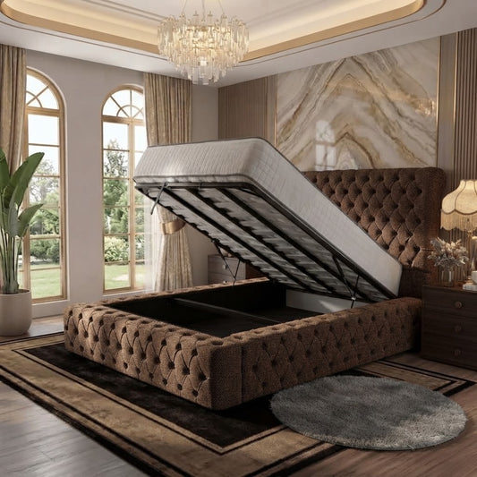 Diplomat Upholstered Ottoman Bed - Mink Naples