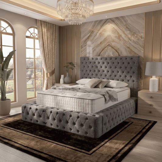 Diplomat Upholstered Ottoman Bed - Pewter Wool