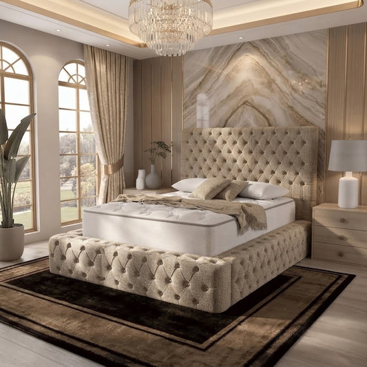 Diplomat Upholstered Ottoman Bed - Putty Linen