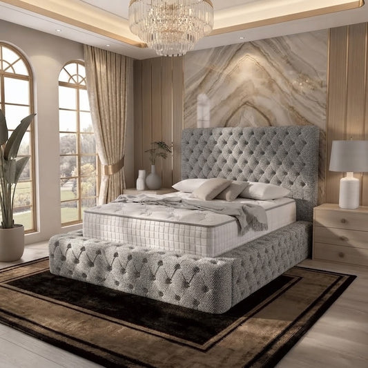 Diplomat Upholstered Ottoman Bed - Sage Linen