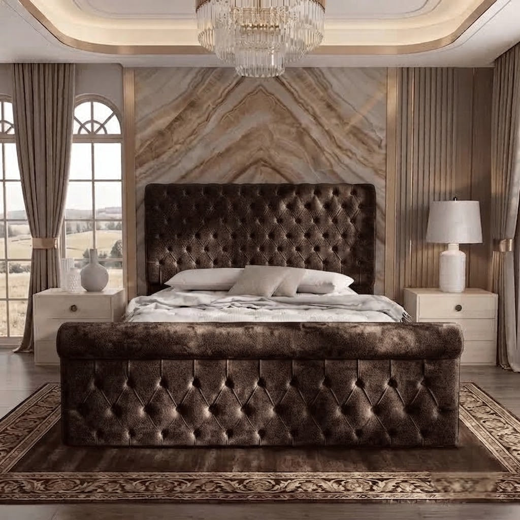 Diplomat Upholstered Ottoman Bed - Slate Grey Naples