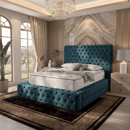 Diplomat Upholstered Ottoman Bed - Teal Linen