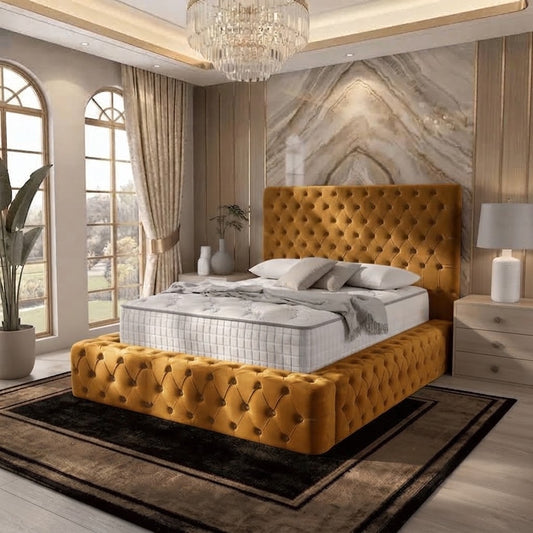 Diplomat Upholstered Ottoman Bed - Tumeric Plush Velvet