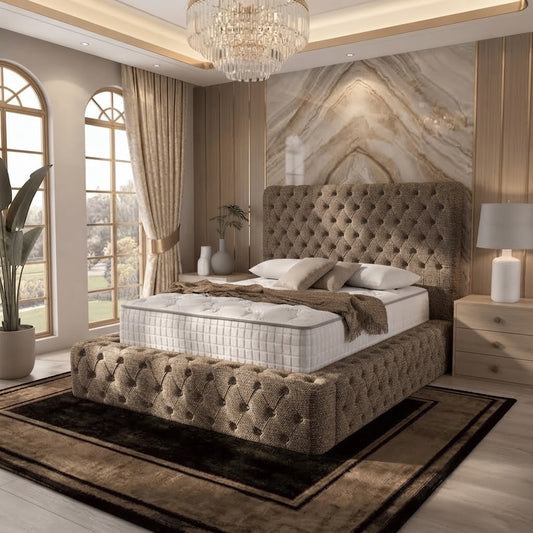 Diplomat Upholstered Ottoman Bed - Wheat Linen