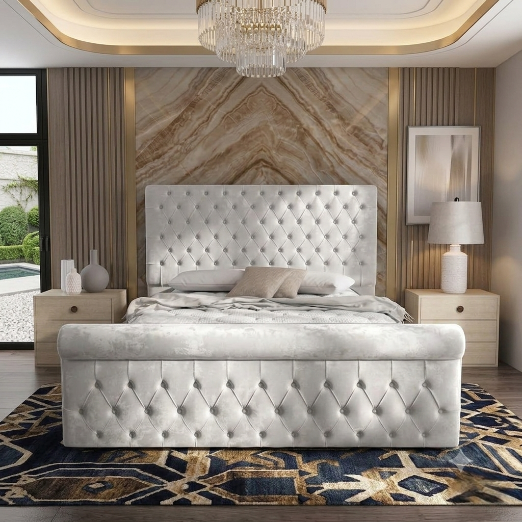 Diplomat Upholstered Ottoman Bed - Tumeric Plush Velvet