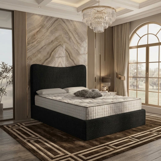 Haven Upholstered Ottoman Bed - Black Chenille