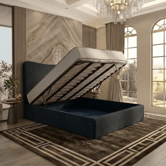 Haven Upholstered Ottoman Bed - Black Chenille