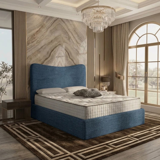 Haven Upholstered Ottoman Bed - Blue Chenille