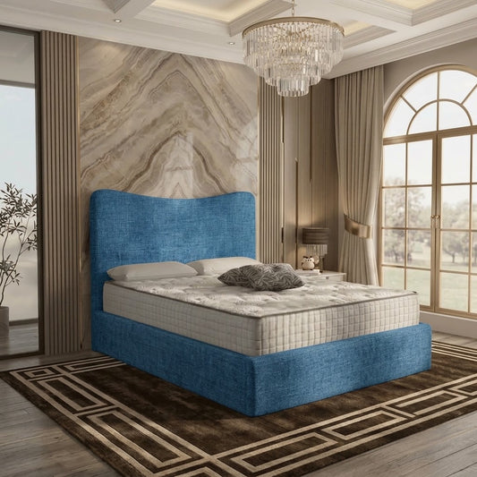 Haven Upholstered Ottoman Bed - Blue Naples
