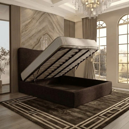 Haven Upholstered Ottoman Bed - Brown Naples