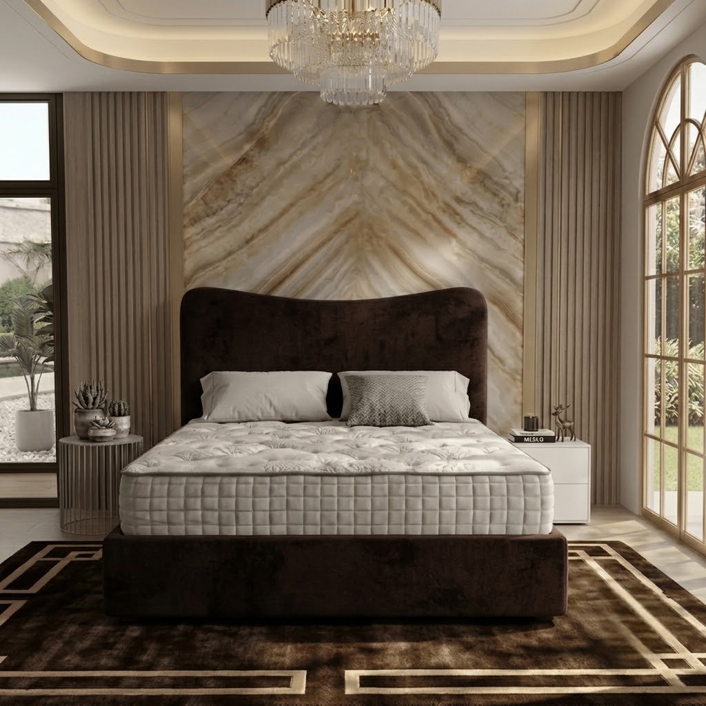 Haven Upholstered Ottoman Bed - Brown Naples