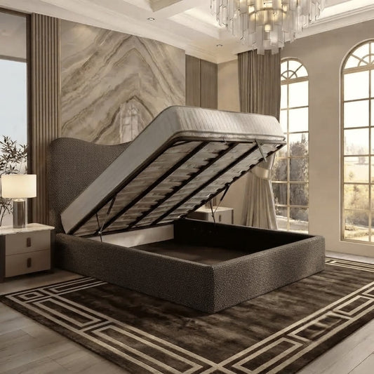 Haven Upholstered Ottoman Bed - Charcoal Linen