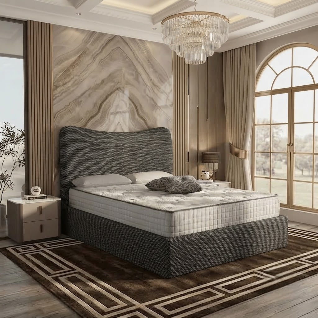 Haven Upholstered Ottoman Bed - Charcoal Linen