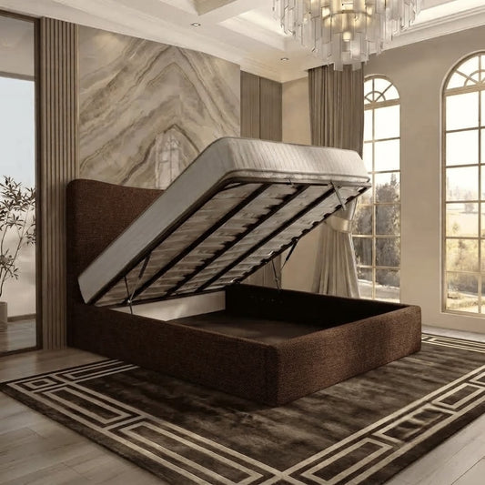 Haven Upholstered Ottoman Bed - Chocolate Plush Velvet