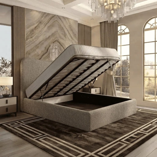 Haven Upholstered Ottoman Bed - Clay Wool