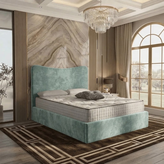 Haven Upholstered Ottoman Bed - Duck Egg Plush Velvet