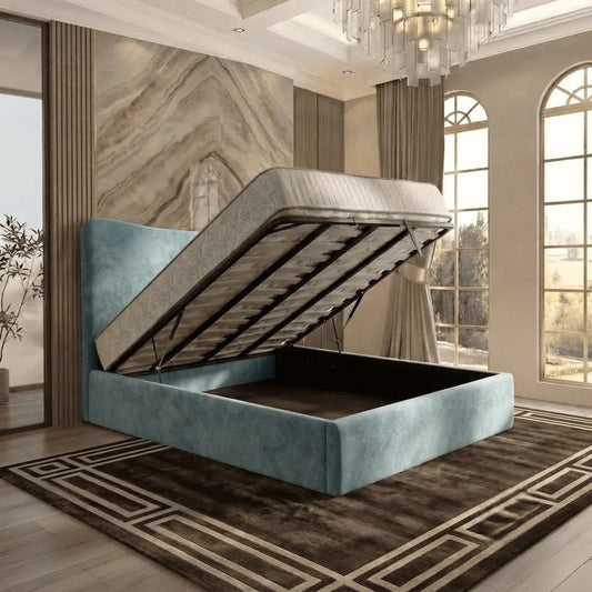 Haven Upholstered Ottoman Bed - Duck Egg Plush Velvet