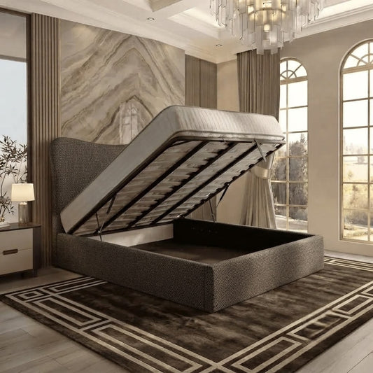 Haven Upholstered Ottoman Bed - Graphite Linen