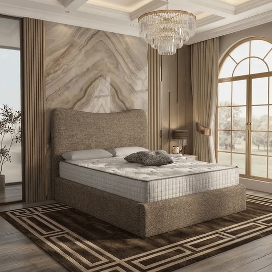 Haven Upholstered Ottoman Bed - Latte Wool