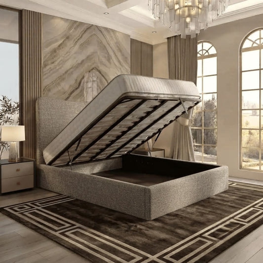 Haven Upholstered Ottoman Bed - Pewter Wool