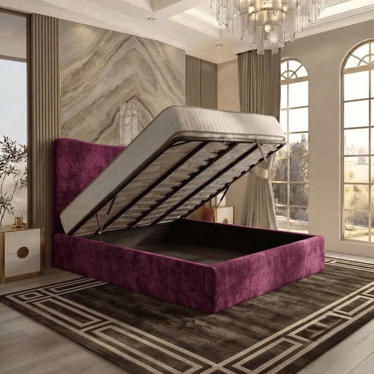 Haven Upholstered Ottoman Bed - Purple Plush Velvet