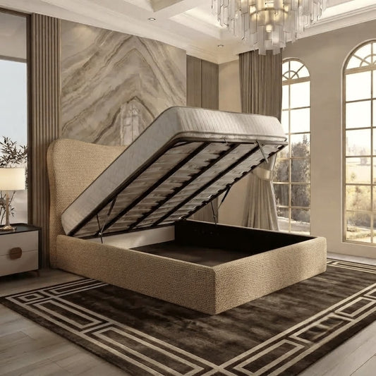 Haven Upholstered Ottoman Bed - Putty Linen
