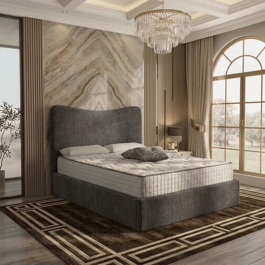 Haven Upholstered Ottoman Bed - Silver Naples