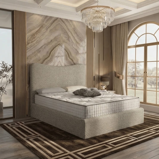 Haven Upholstered Ottoman Bed - Silver Plush Velvet